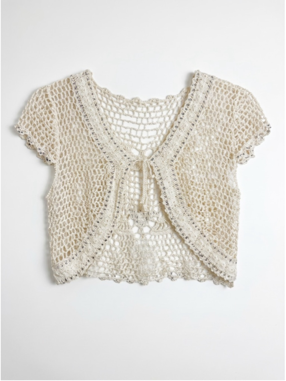 HANDMADE Crochet Short Sleeves Cream Cover, One Size
